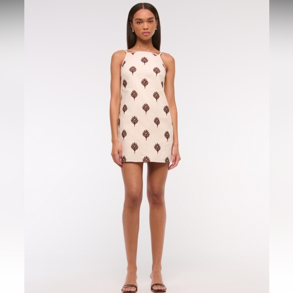 Shift Linen-Blend Mini Dress